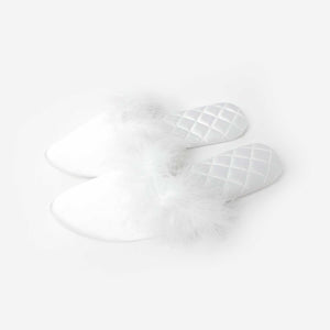 Pantofole donna sposa raso e piume Admas 69124
