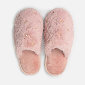 Pantofole donna antiscivolo in pelliccia con perle Admas 69127