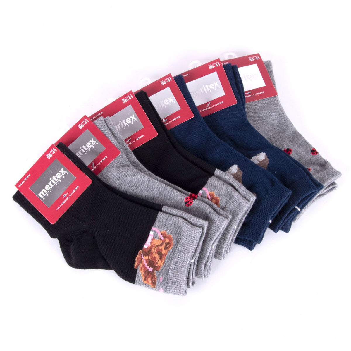 Calze donna Meritex 3497 animals caldo cotone 6 paia