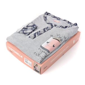 Pigiama donna caldo cotone grigio Cotonella DDD71