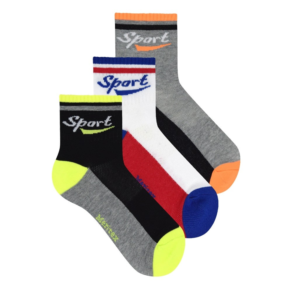 Calzini corti bambino Meritex 7202 fantasia cotone scritta sport 6 paia