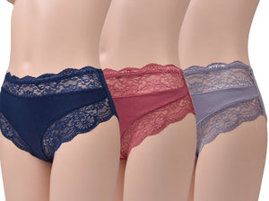 Slip donna Jadea 742 in cotone e pizzo 3 pz