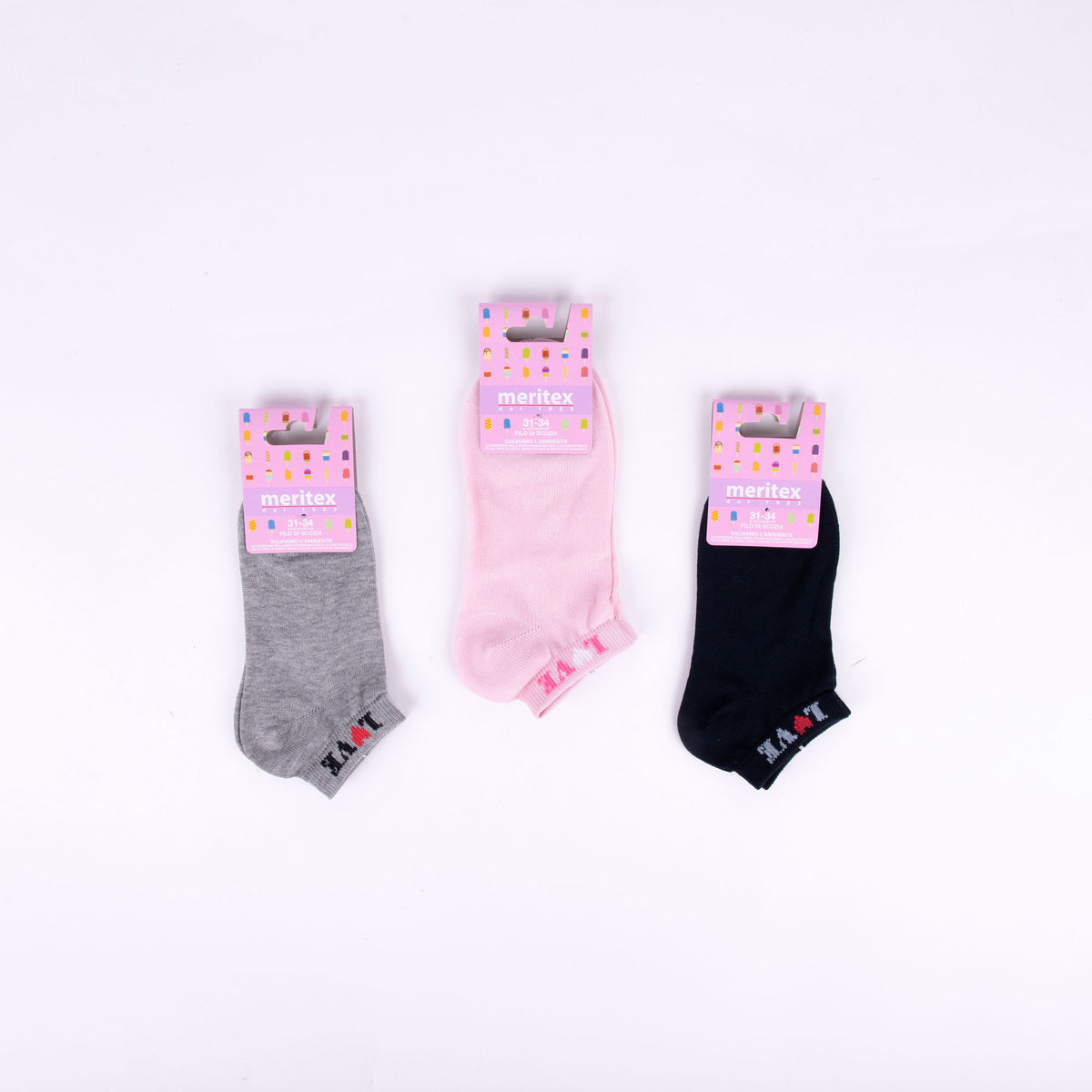Fantasmini bimba Meritex 7569 con scritta Love 6 paia