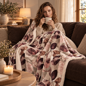 Coperta con stampa floreale e retro in sherpa Zambaiti elegant