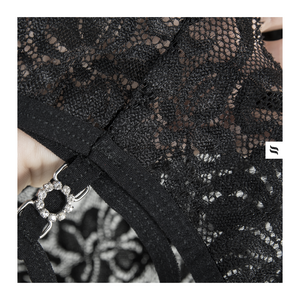 Sexy sottoveste + perizoma Obsessive 860-che-1 nero pizzo