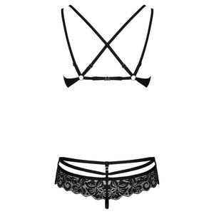 Sexy completino reggiseno + perizoma Obsessive 860-set-1 in pizzo nero