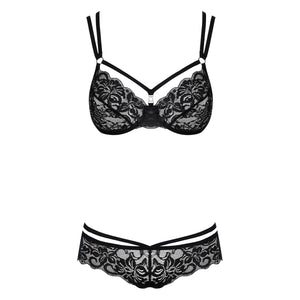 Sexy completino reggiseno + perizoma Obsessive 860-set-1 in pizzo nero