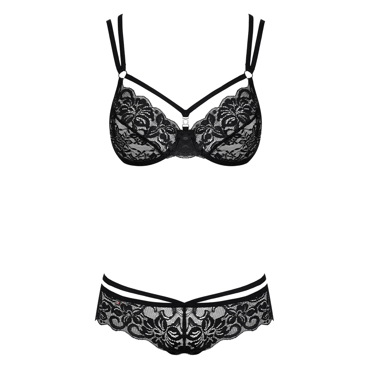 Sexy completino reggiseno + perizoma Obsessive 860-set-1 in pizzo nero