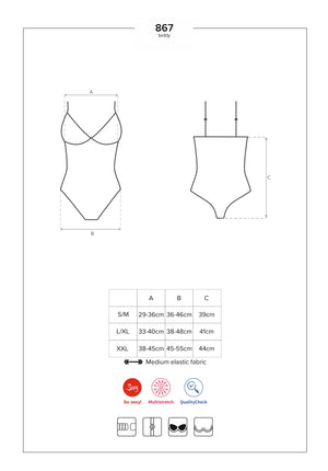 Body sexy Obsessive 867-TED-1 Teddy trasparente in pizzo