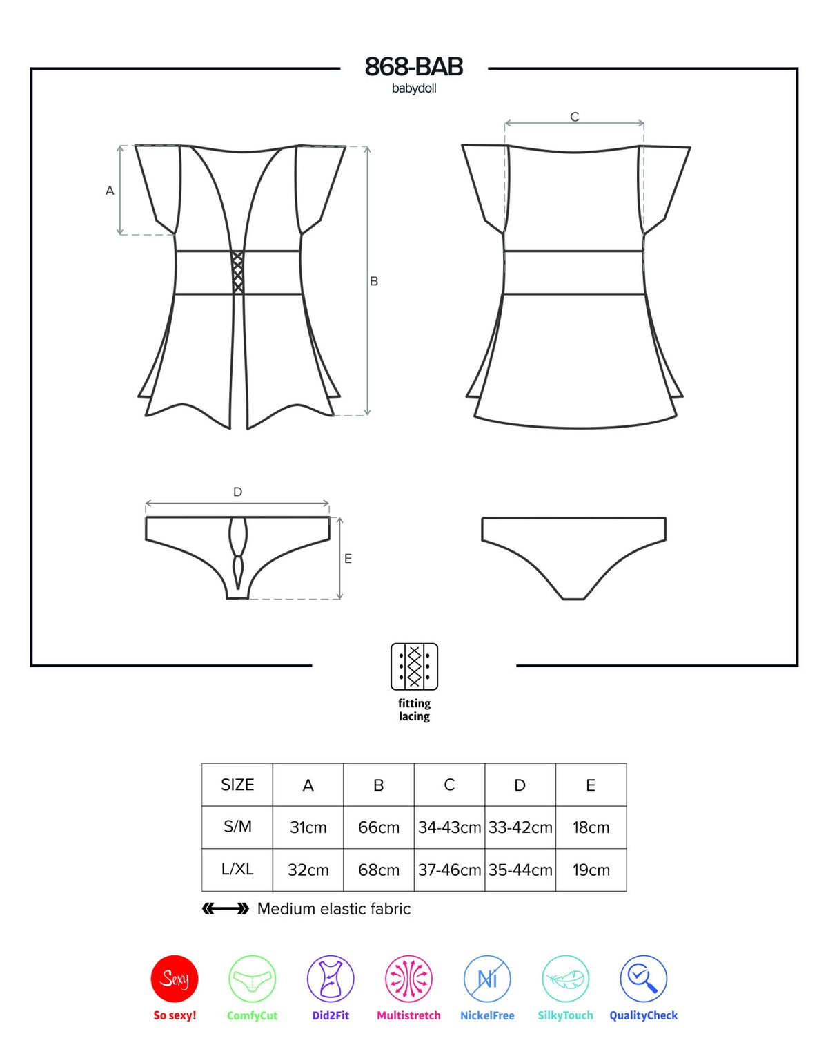 Sexy coordinato babydoll + brasiliana Obsessive 868-BAB-1
