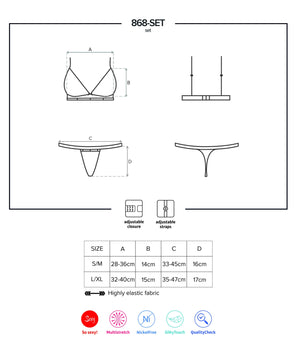 Completino sexy Obsessive 868-SET-1 trasparente e raso