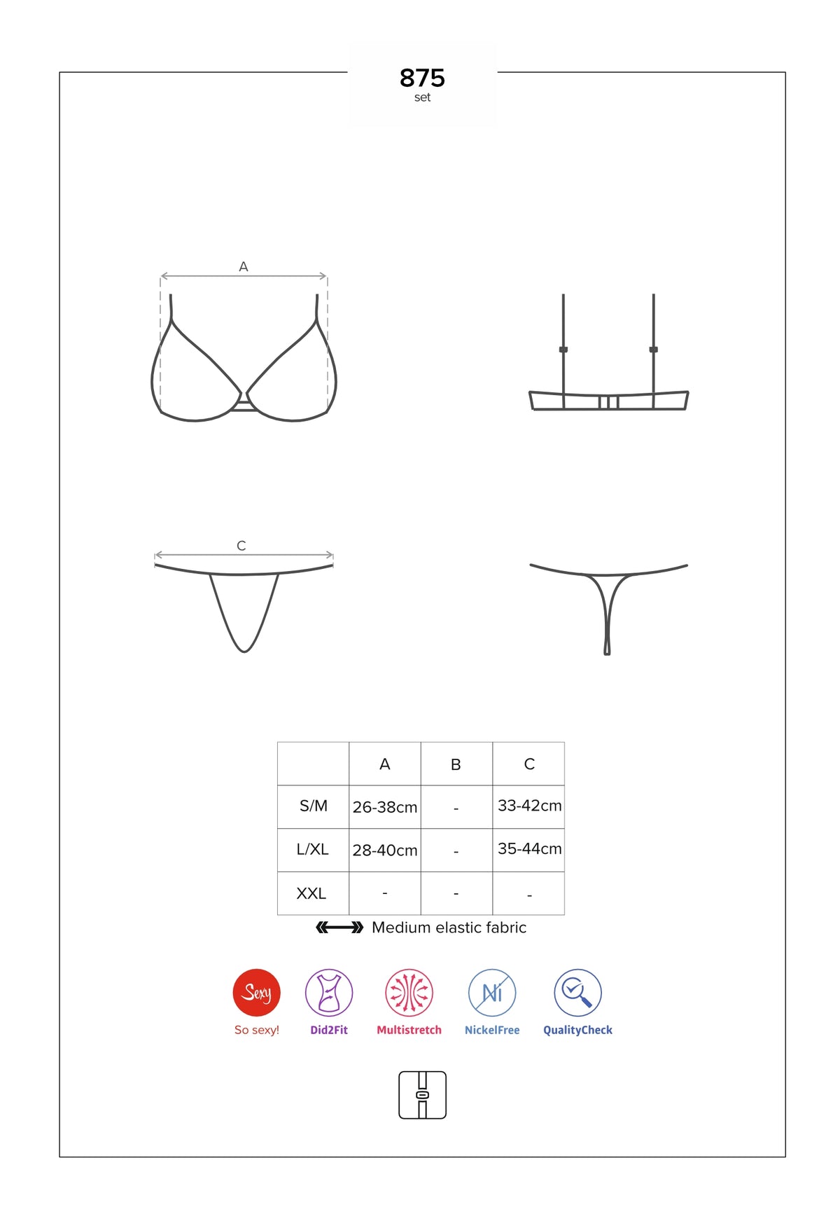 Sexy completino Obsessive 875-SET-1 trasparente