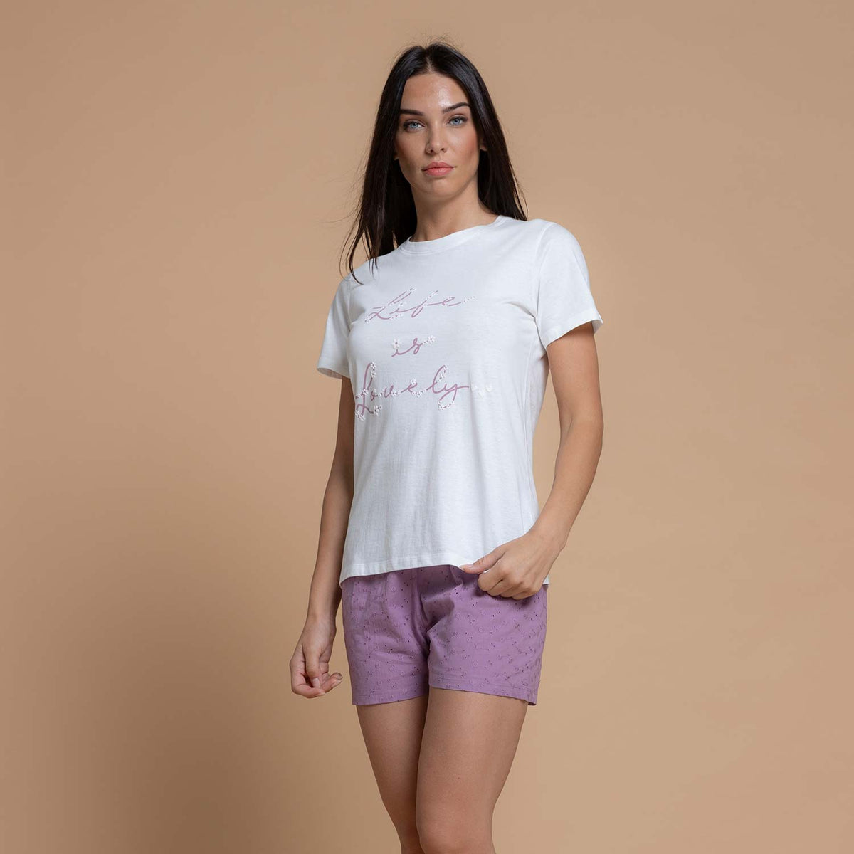 Pigiama donna Biancaluna Kissimo 26D91069 corto estivo