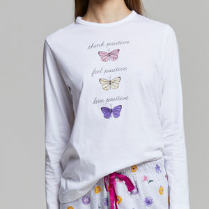 Pigiama cotone lungo donna farfalle Pompea