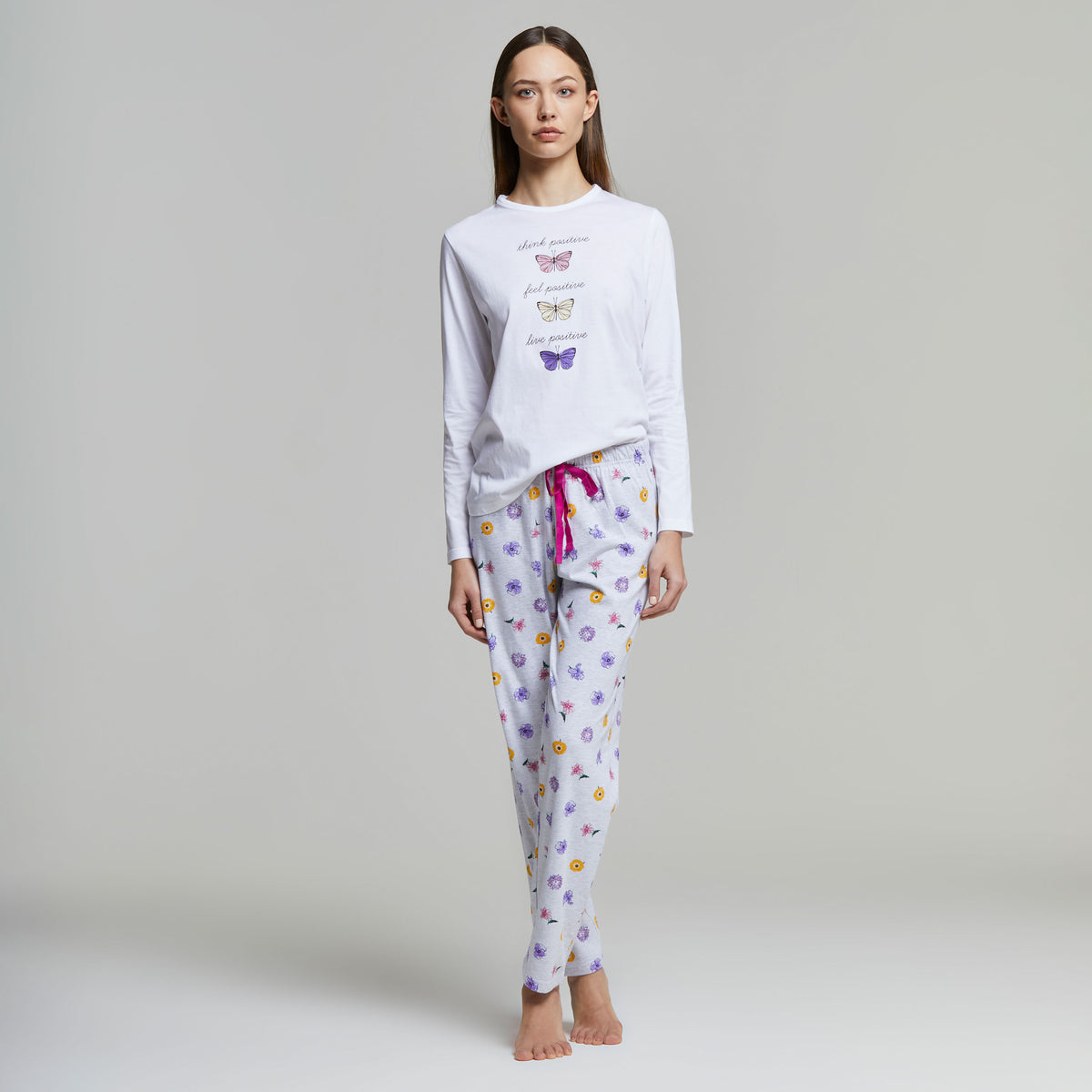 Pigiama cotone lungo donna farfalle Pompea