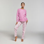 Pigiama donna in caldo cotone pantalone a fantasia floreale Pompea Martina 