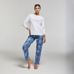 Pigiama Donna in Caldo Cotone pantalone a fantasia floreale Pompea Viola