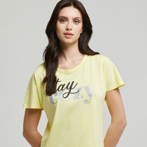 Maxi t-shirt donna cotone giallo Pompea Dora
