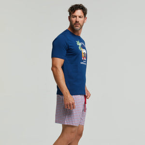 Pigiama uomo corto pied de poule blu Pompea Remigio