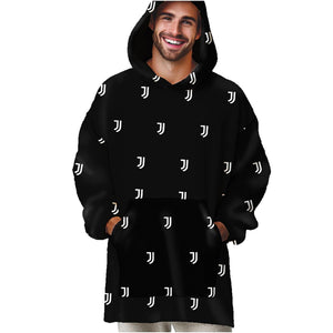 Poncho in coral con maniche cappuccio e tasca Juventus