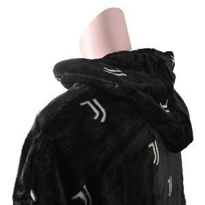 Poncho in coral con maniche cappuccio e tasca Juventus