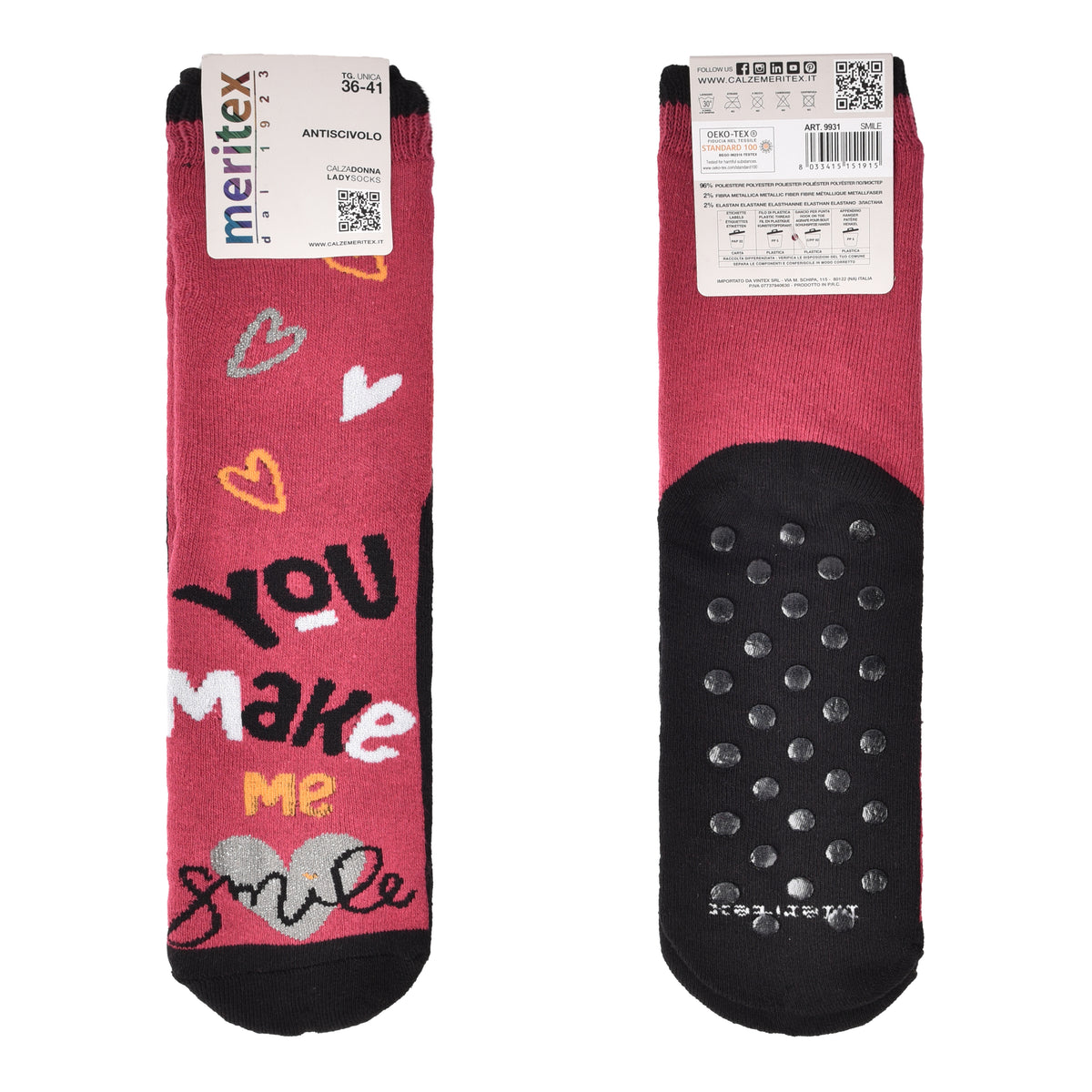 Calze antiscivolo donna Meritex 9931 Magenta