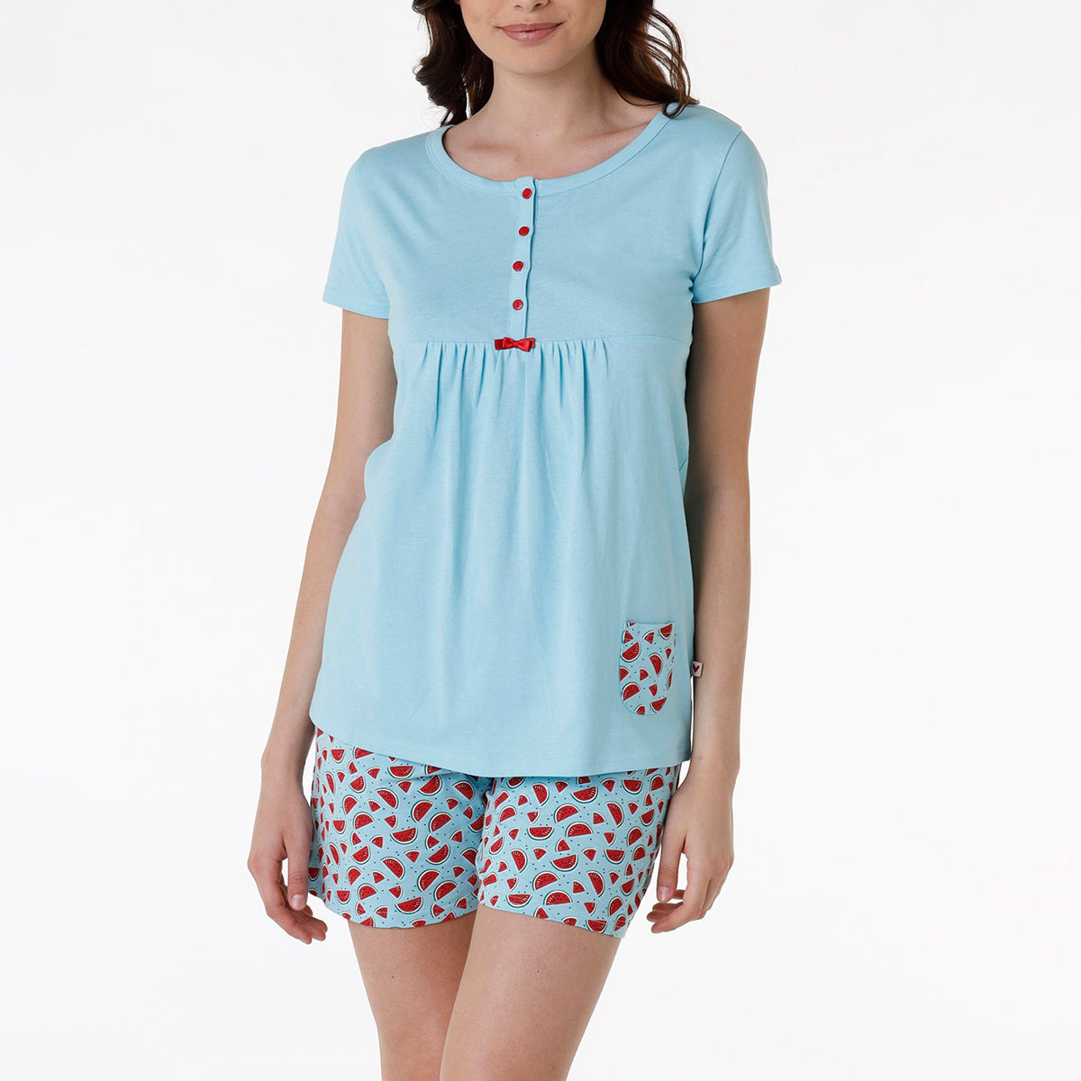 Pigiama donna estivo Lovable L0CPU 100% cotone turchese angurie