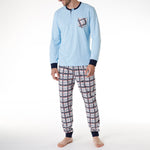 Pigiama uomo Lovable L0CPY 100% cotone scozzese celeste