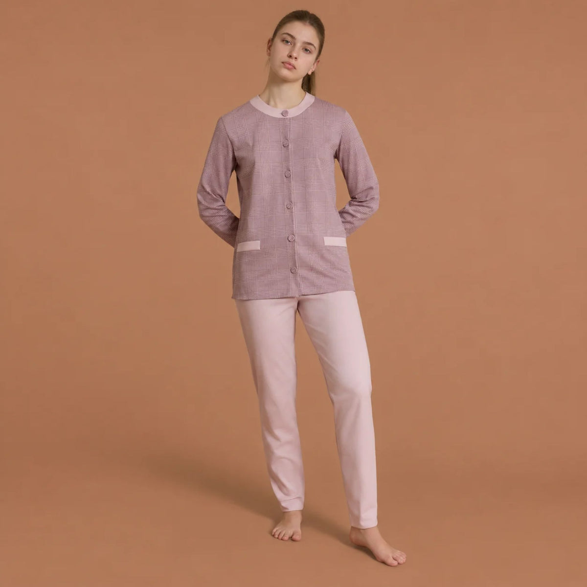 Pigiama donna maglia aperta caldo cotone Ragno DU11N6
