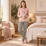 Pigiama donna pied poule gattino caldo cotone Noidinotte FA9741
