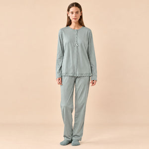 Pigiama donna maglia aperta caldo cotone Noidinotte FA9898/FA9777