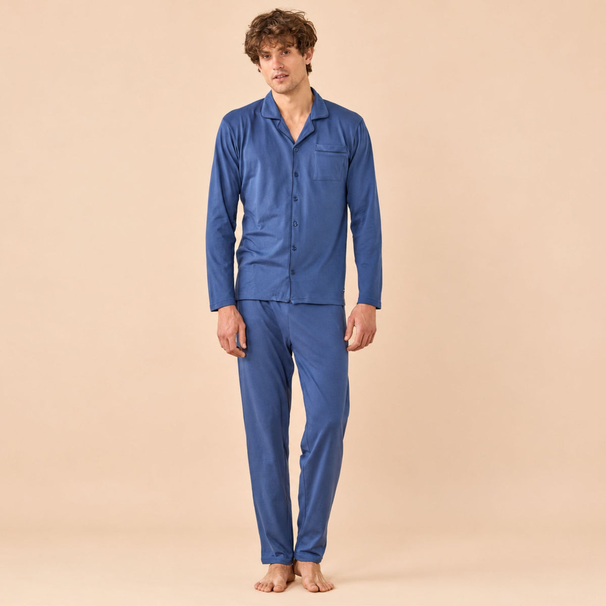 Pigiama uomo maglia aperta in caldo cotone Noidinotte FC3338