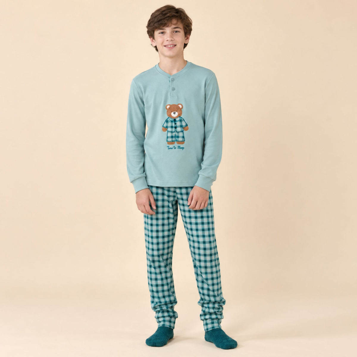 Pigiama ragazzo/a caldo cotone con orsetto Noidinotte FA2707