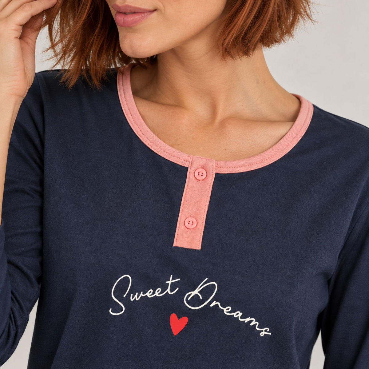 Pigiama donna in caldo cotone cuoricini Lovable L0F5S