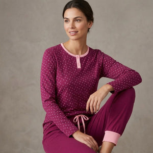 Pigiama donna in caldo cotone scollo serafino Lovable L0F5S