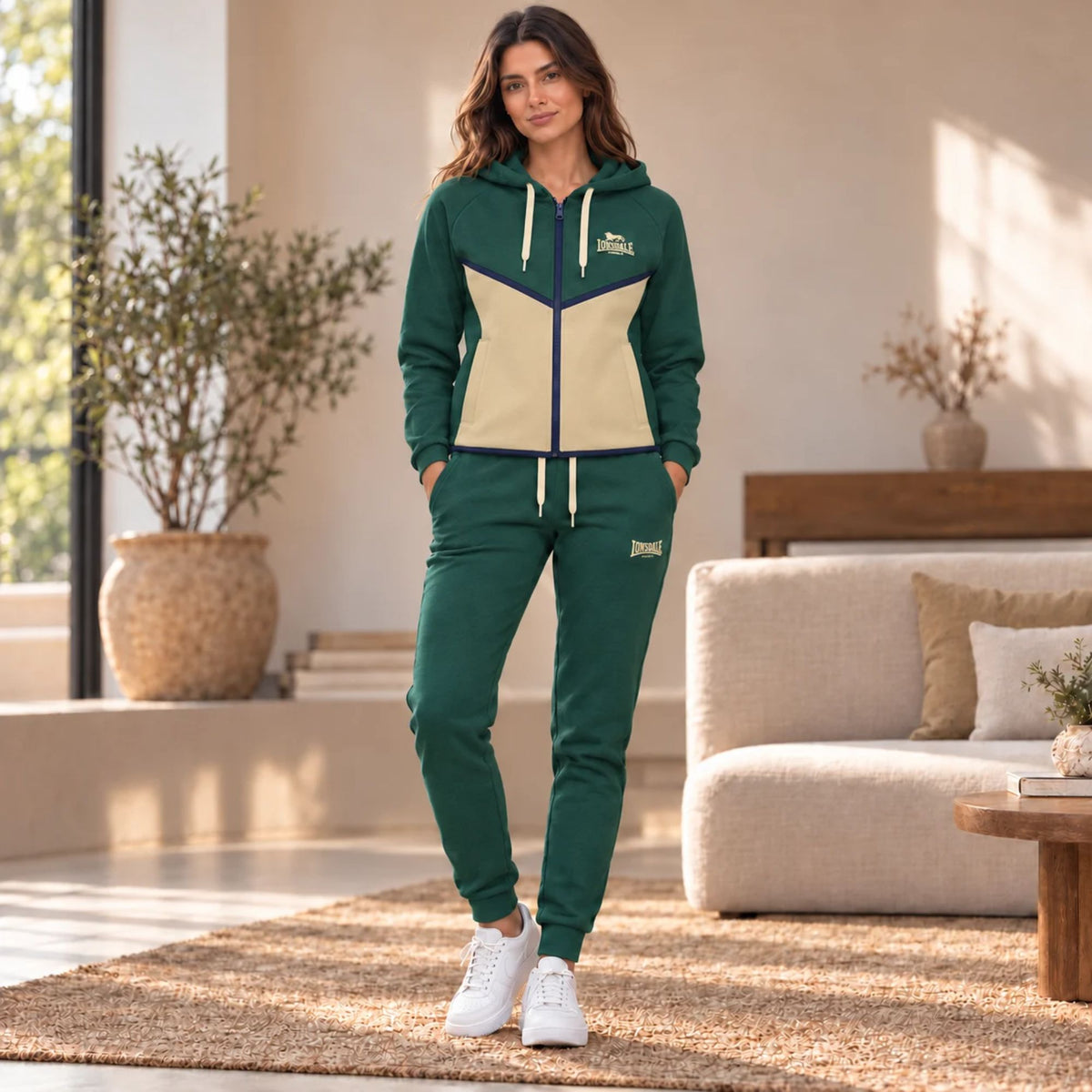 Tuta donna in felpa garzata con cappuccio Lonsdale LODAI26264