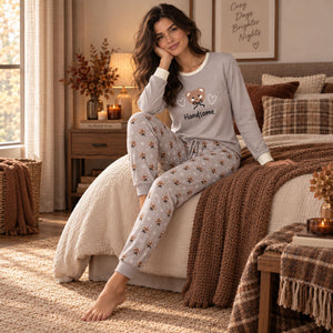 Pigiama donna con orsetti caldo cotone Lovable L0F5J