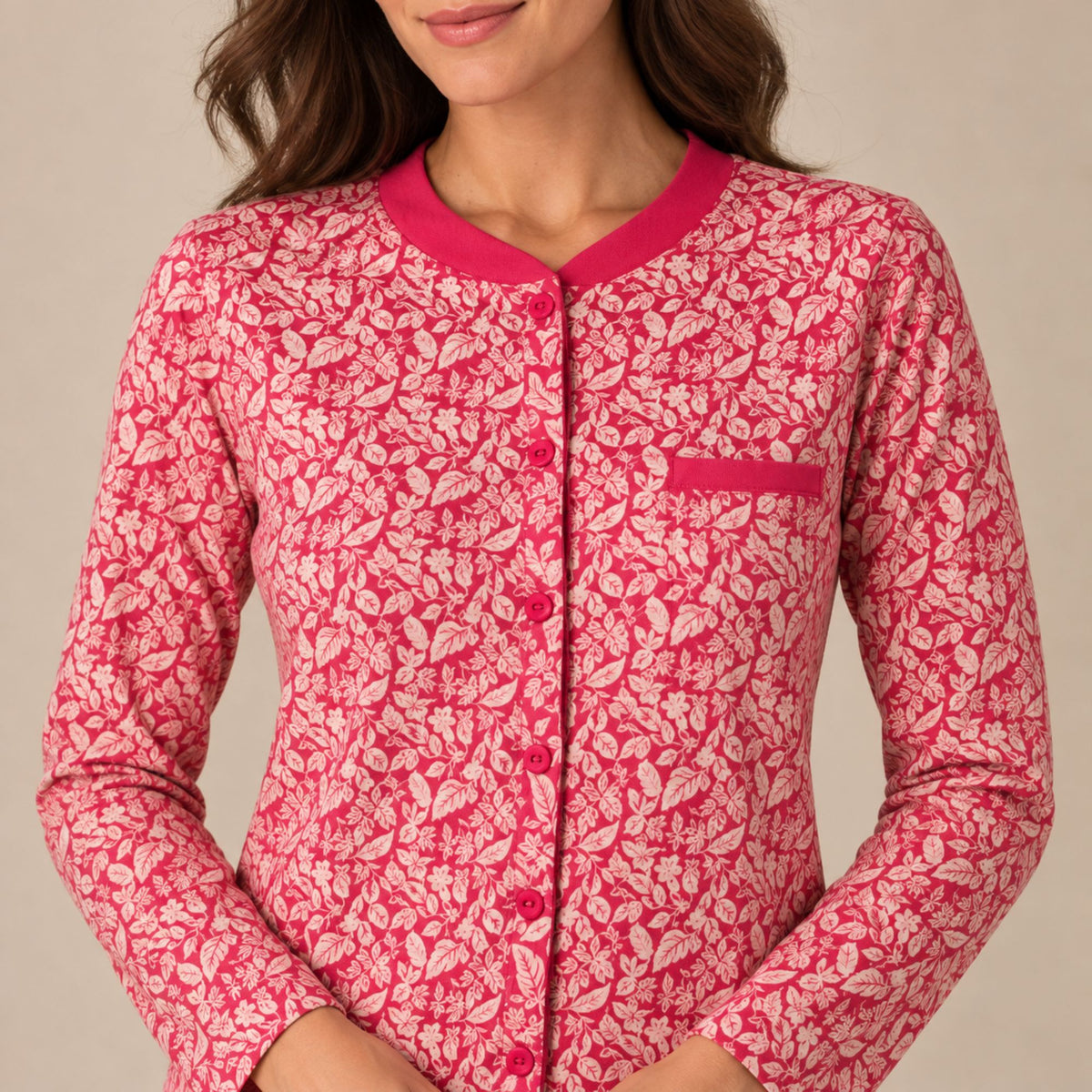 Pigiama donna maglia aperta in caldo cotone Lovable L0F5L