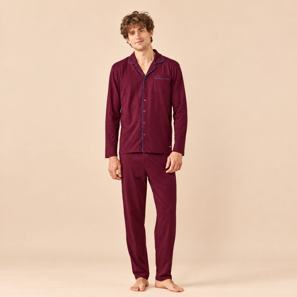 Pigiama uomo maglia aperta in caldo cotone Noidinotte FC3338