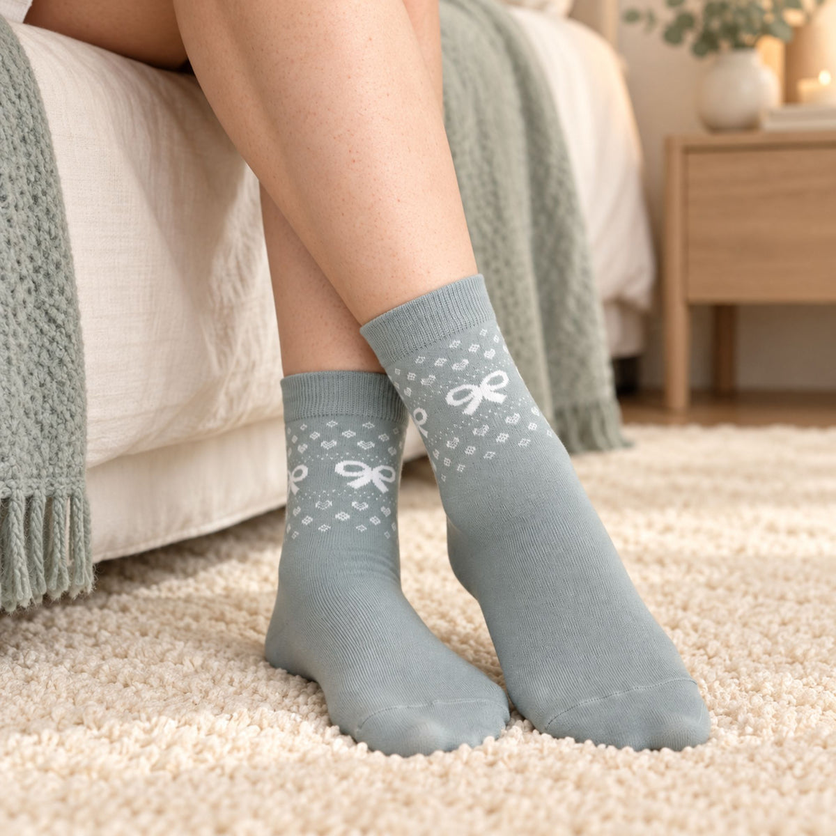 Calza midi donna con fiocchetti caldo cotone Noidinotte 1596