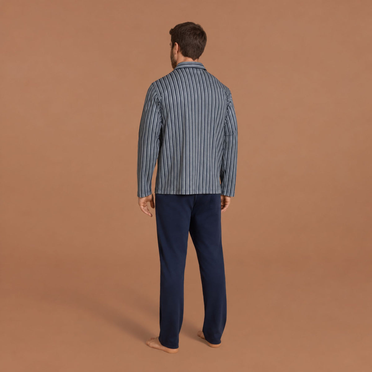 Pigiama uomo in caldo cotone maglia aperta Ragno UA73N7/UA73N6