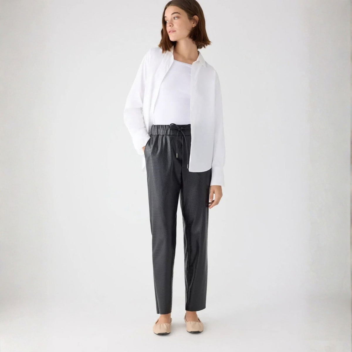 Pantalone in pelle effetto coccodrillo Ysabel Mora 70469