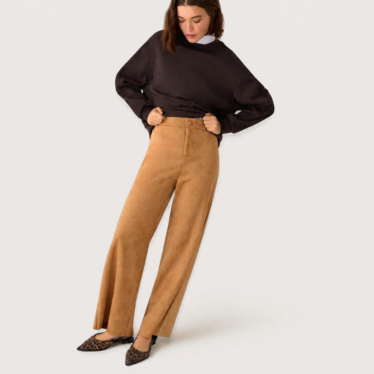 Pantalone donna scamosciato vita alta a palazzo Ysabel Mora 70477