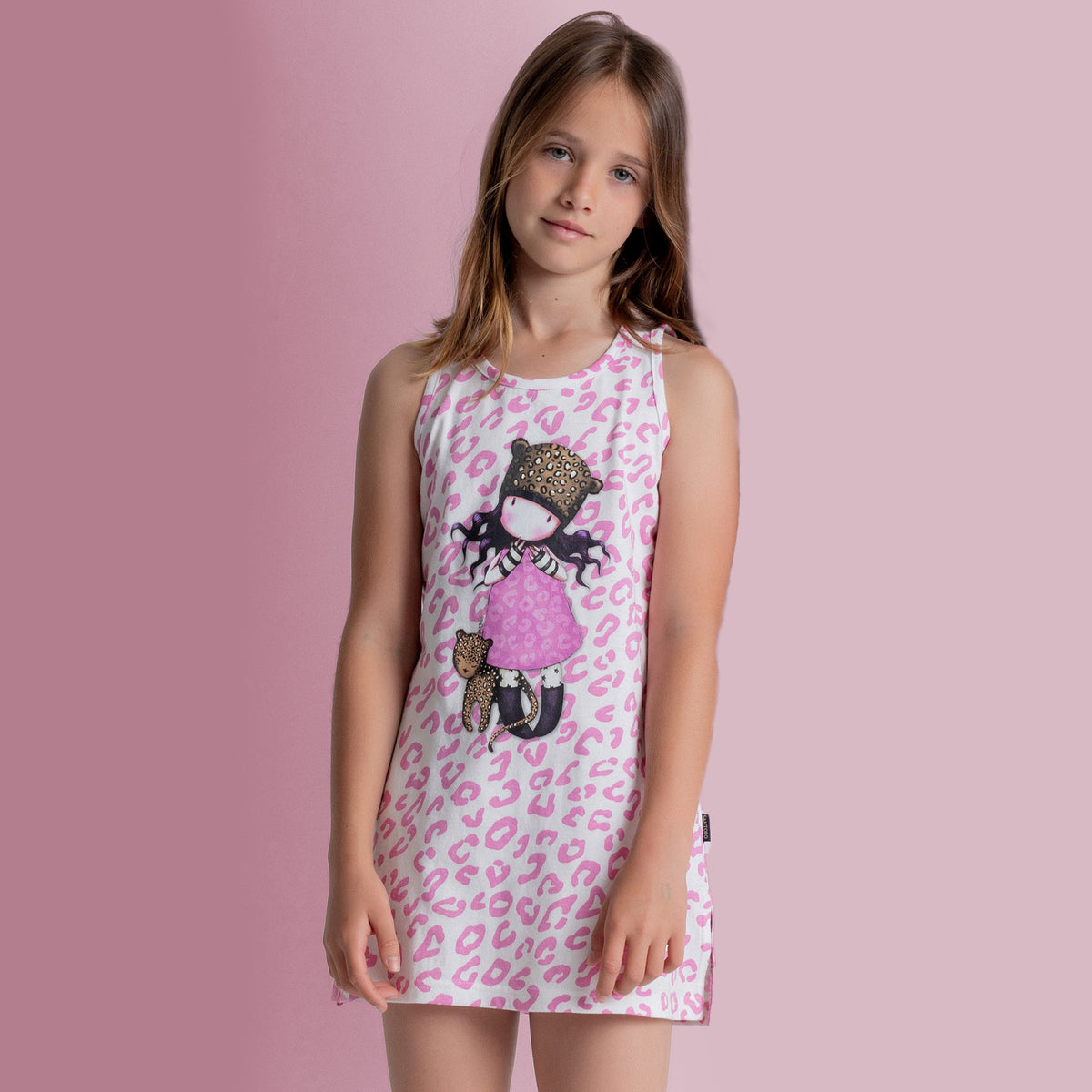 Abitino bambina Santoro Gorjuss 61105 maculato rosa cotone