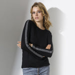 Maglia moda Jadea 4462 girocollo manica lunga nero argento