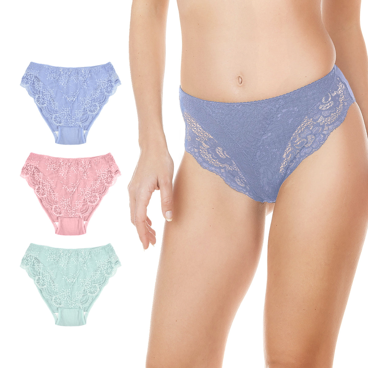 Slip donna Jadea 791 cotone e pizzo 3 pezzi 