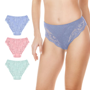 Slip donna Jadea 791 cotone e pizzo 3 pezzi 