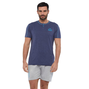 Pigiama uomo corto Kappa KMS23729 celeste cotone Jeans melange