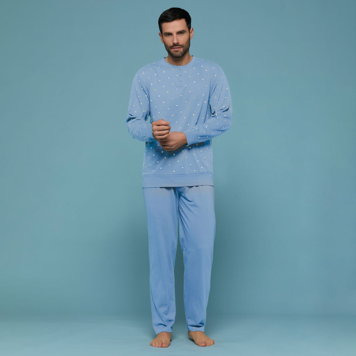 Pigiama uomo 100% cotone Cippi 0476-S23 a serafino avio