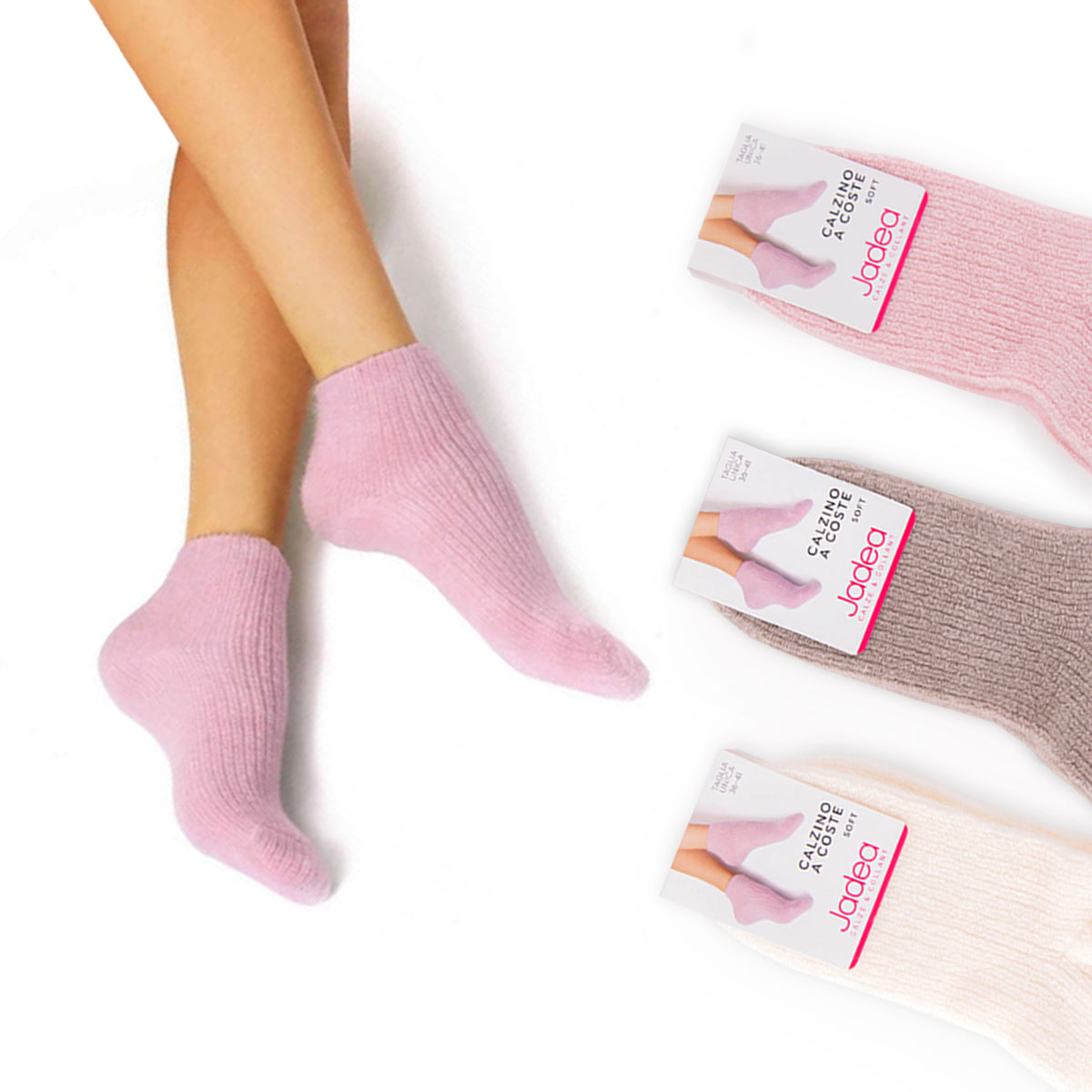 Jadea calze donna a coste soft morbide e calde 3 paia JB905